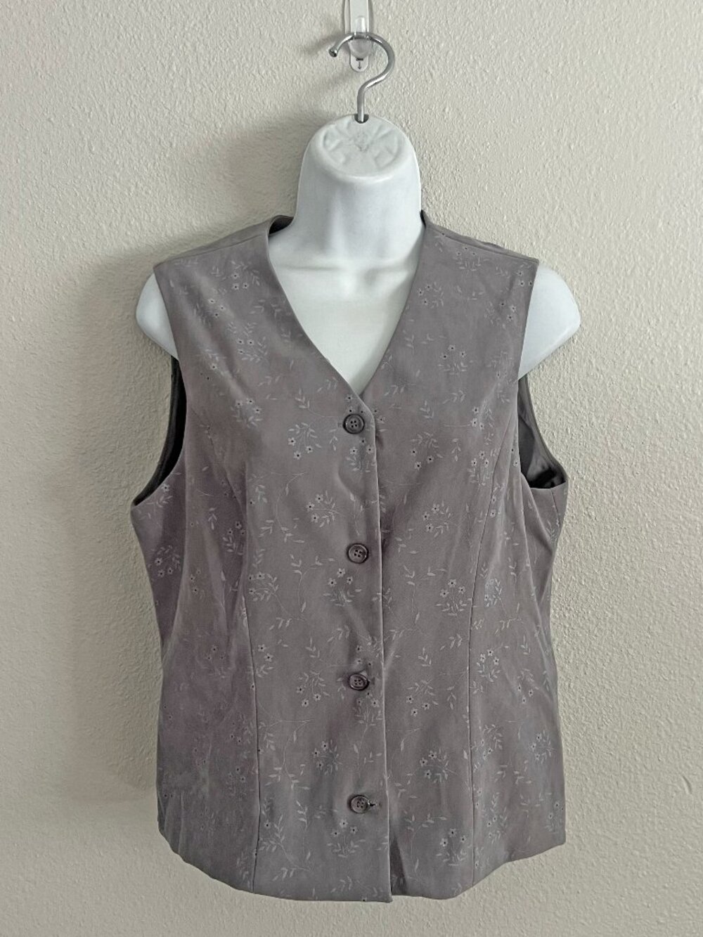 NWT Vintage 90s Gray Floral Women’s Vest Cottage Grandmacore Academia Size 8